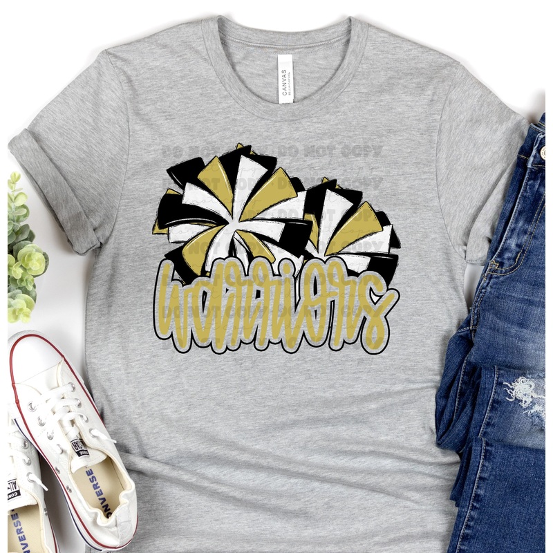 WARRIORS OLD GOLD POMS|Pocket 3.5″-4″|Infant|Toddler|Youth 8.5|Adult 11″|Adult 12″