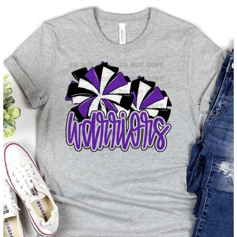 WARRIORS PURPLE POMS|Pocket 3.5″-4″|Infant|Toddler|Youth 8.5|Adult 11″|Adult 12″