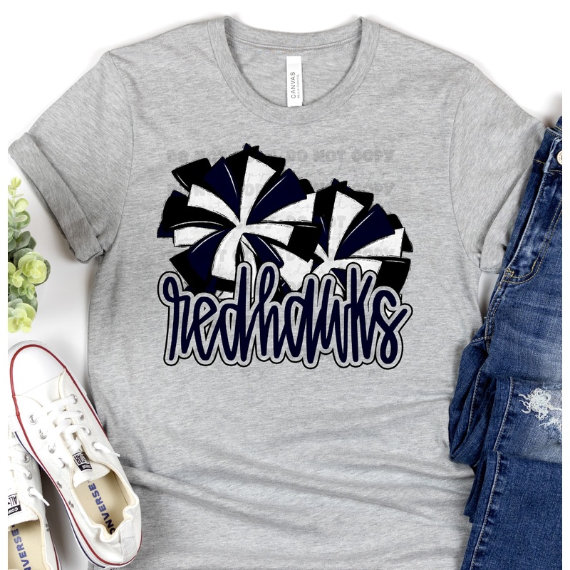 REDHAWKS NAVY POMS|Pocket 3.5″-4″|Infant|Toddler|Youth 8.5|Adult 11″|Adult 12″