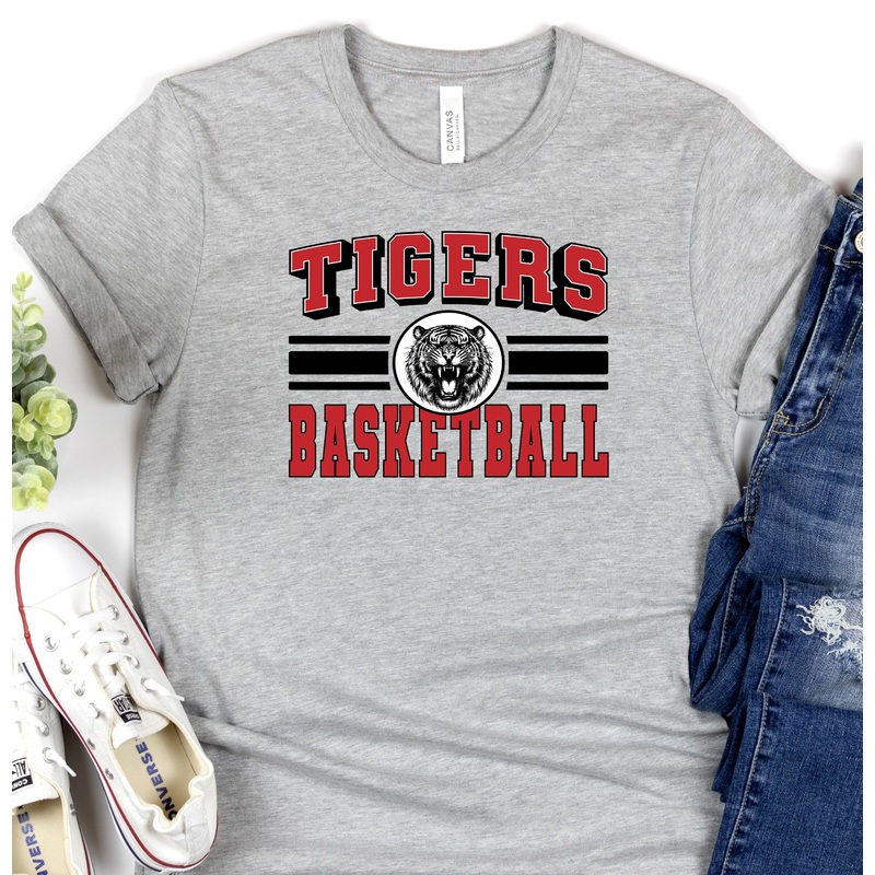 TIGERS SPORT STRIPE ROARING BLACK RED BASKETBALL