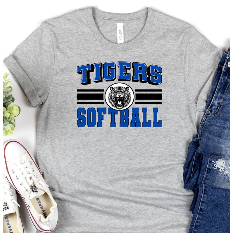 TIGERS SPORT STRIPE ROARING BLACK ROYAL BLUE SOFTBALL