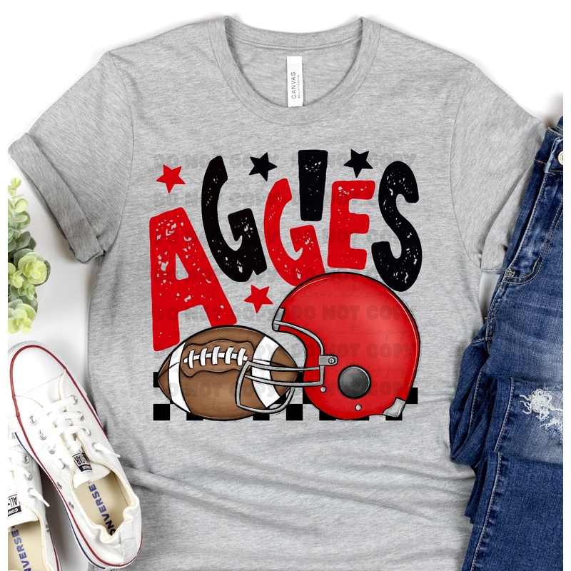 AGGIES RED BLACK CHECKERED FB|Pocket 3.5″-4″|Infant|Toddler|Youth 8.5|Adult 11″|Adult 12″