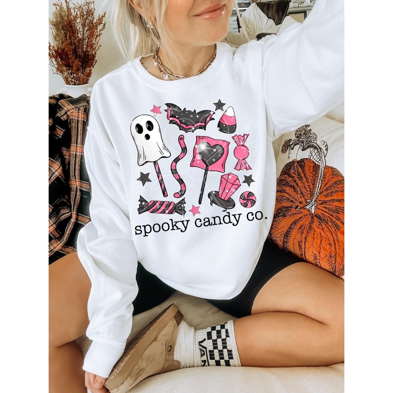 SPOOKY CANDY CO PINK|Pocket 3.5″-4″|Infant|Toddler|Youth 8.5|Adult 11″|Adult 12″