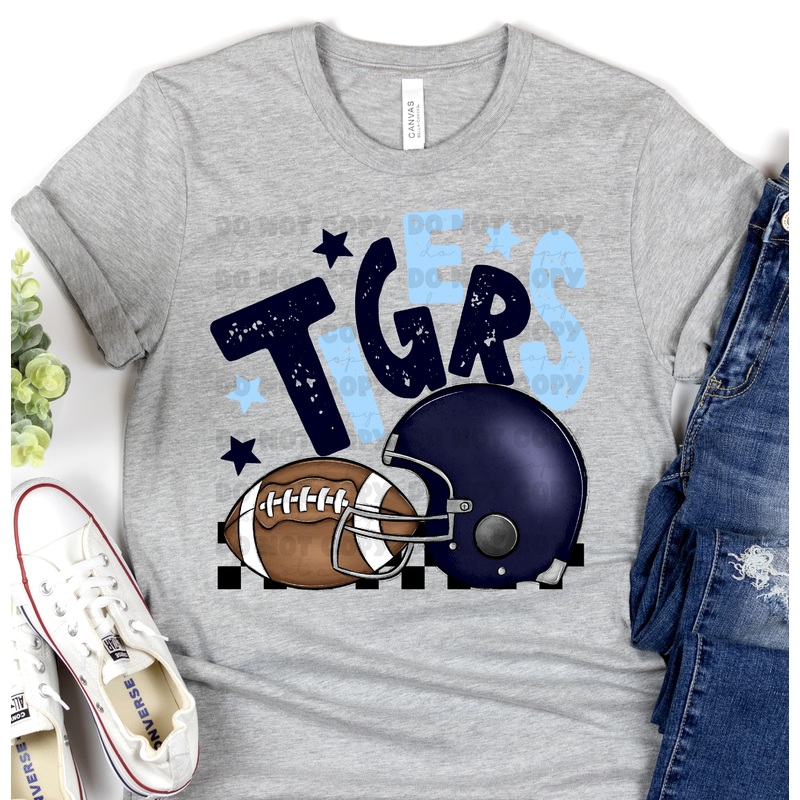 TIGERS NAVY AND CAROLINA BLUE CHECKERED FB
