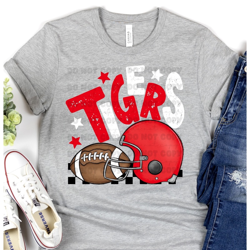 TIGERS RED AND WHITE CHECKERED FB