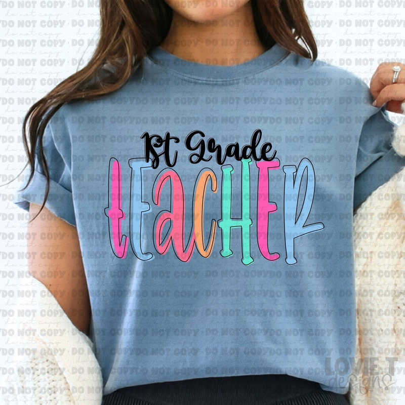 1ST GRADE TEACHER TGG|Pocket 3.5″-4″|Infant|Toddler|Youth 8.5|Adult 11″|Adult 12″