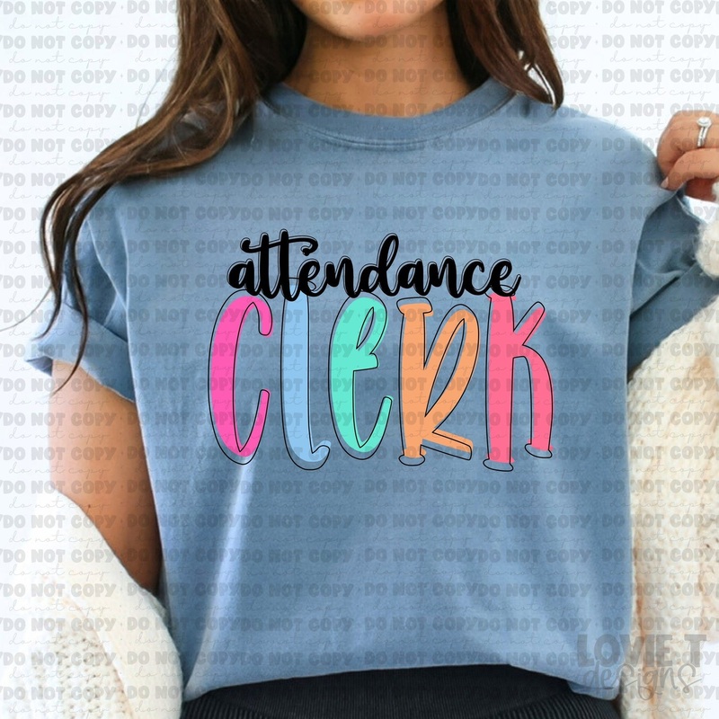 ATTENDANCE CLERK TGG|Pocket 3.5″-4″|Infant|Toddler|Youth 8.5|Adult 11″|Adult 12″