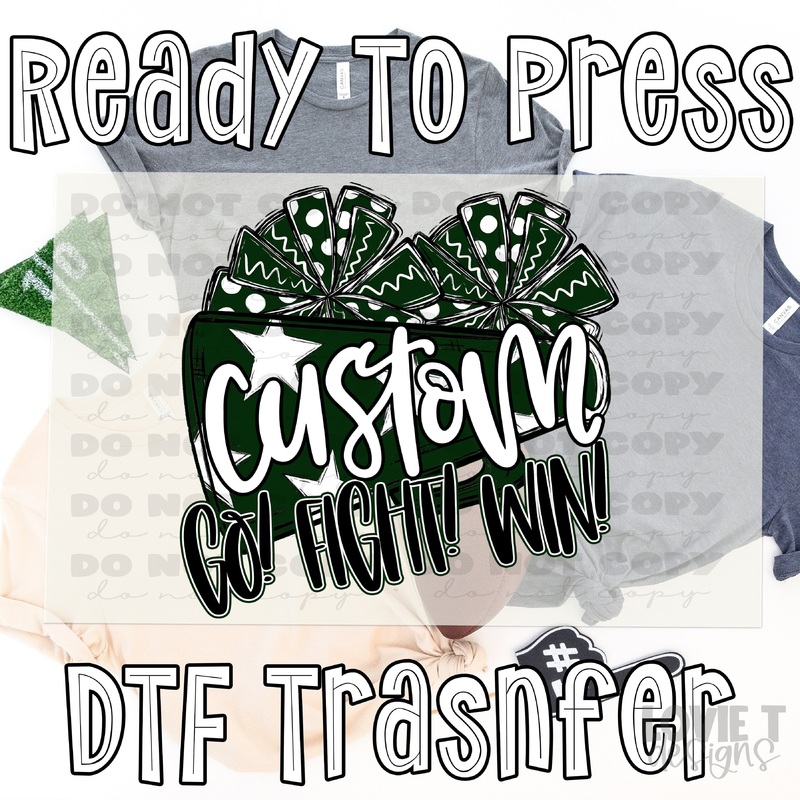 GO FIGHT WIN MEGAPHONE AND POMS DARK GREEN