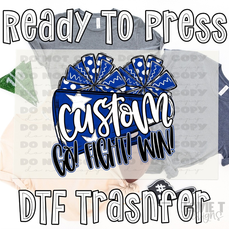GO FIGHT WIN MEGAPHONE AND POMS ROYAL BLUE