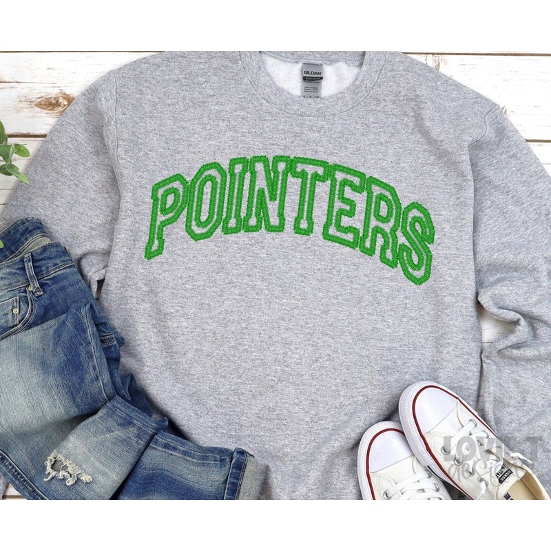 POINTERS FAUX EMBROIDERY|Pocket 3.5″-4″|Infant|Toddler|Youth 8.5|Adult 11″|Adult 12″