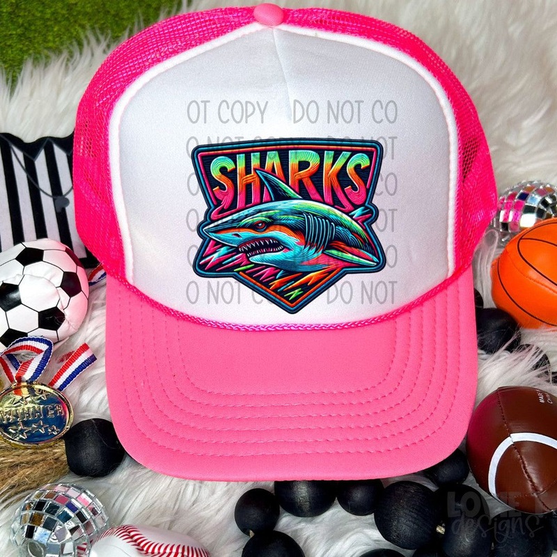 SHARKS FAUX EMBROIDERY FAUX NEON