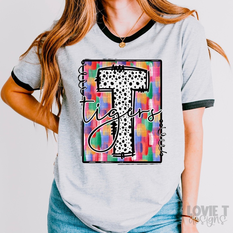 TIGERS PAINT DOODLE DOTS|Pocket 3.5″-4″|Infant|Toddler|Youth 8.5|Adult 11″|Adult 12″