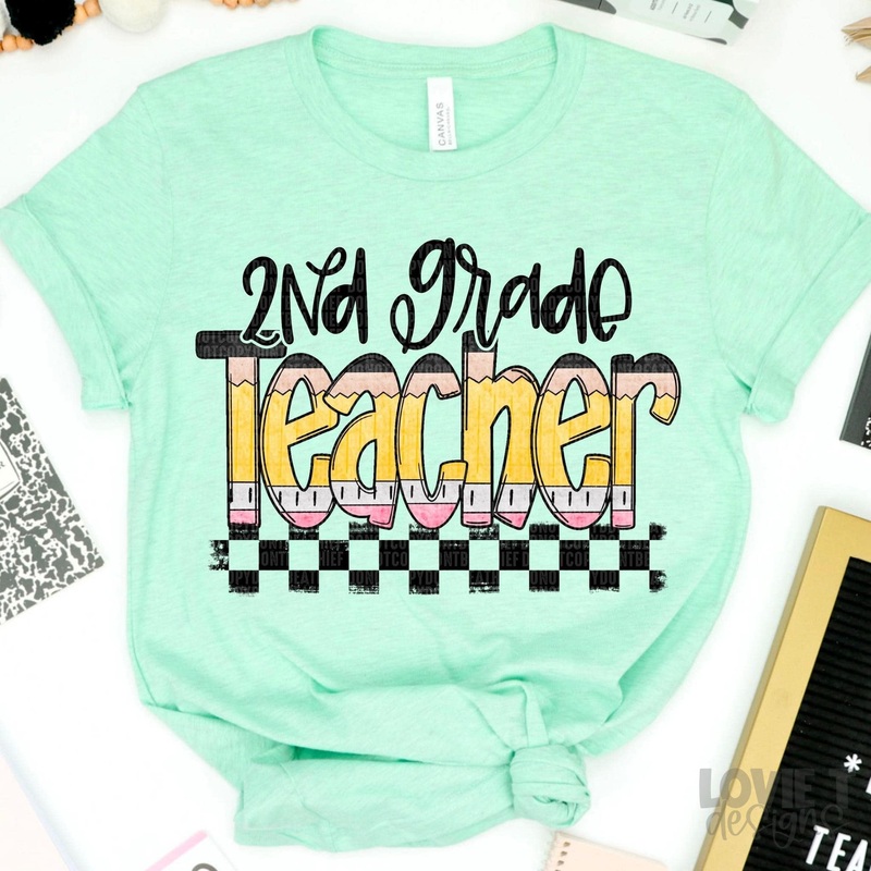 2ND GRADE TEACHER|Pocket 3.5″-4″|Infant|Toddler|Youth 8.5|Adult 11″|Adult 12″