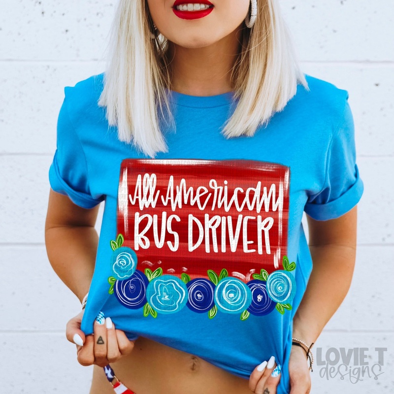 ALL AMERICAN BUS DRIVER BLUE FLORALS