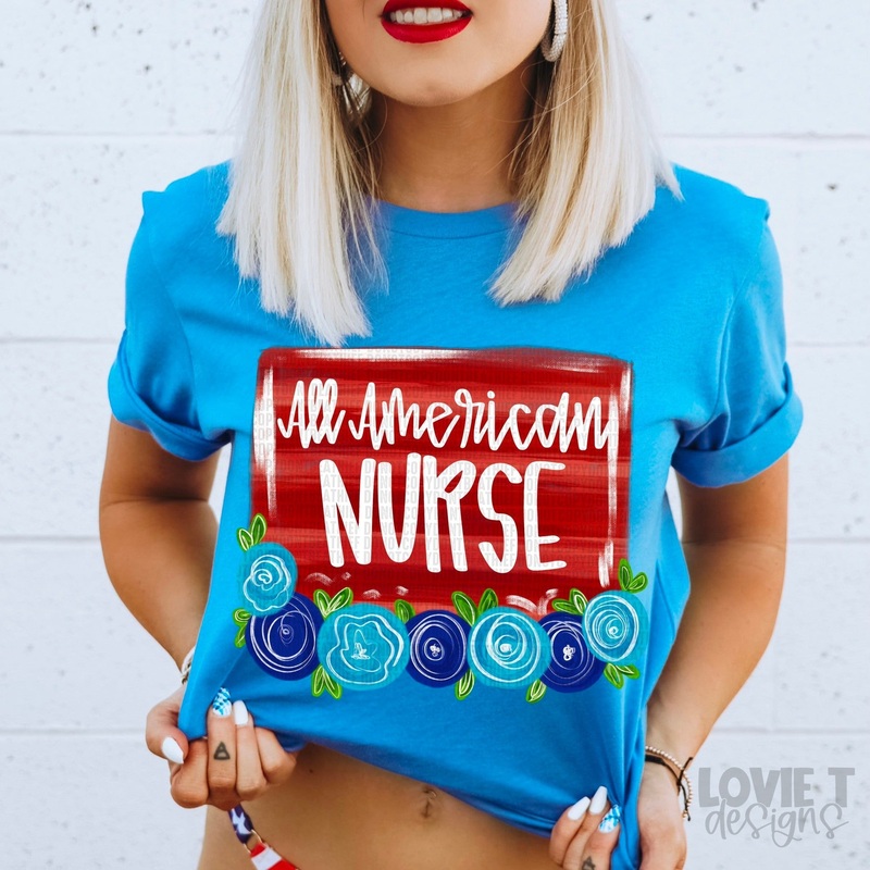 ALL AMERICAN NURSE BLUE FLORALS