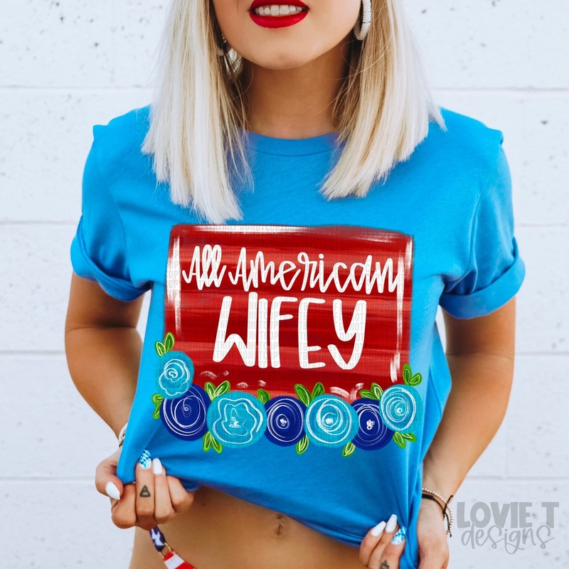 ALL AMERICAN WIFEY BLUE FLORALS