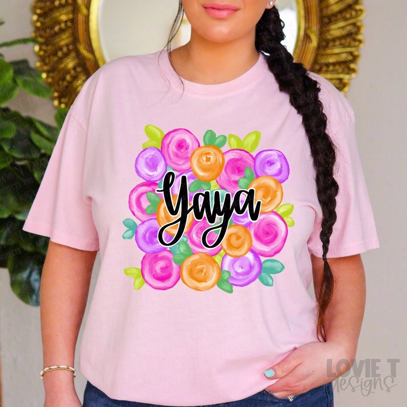 YAYA FLORAL MOTHER’S DAY ART|Pocket 3.5″-4″|Infant|Toddler|Youth 8.5|Adult 11″|Adult 12″