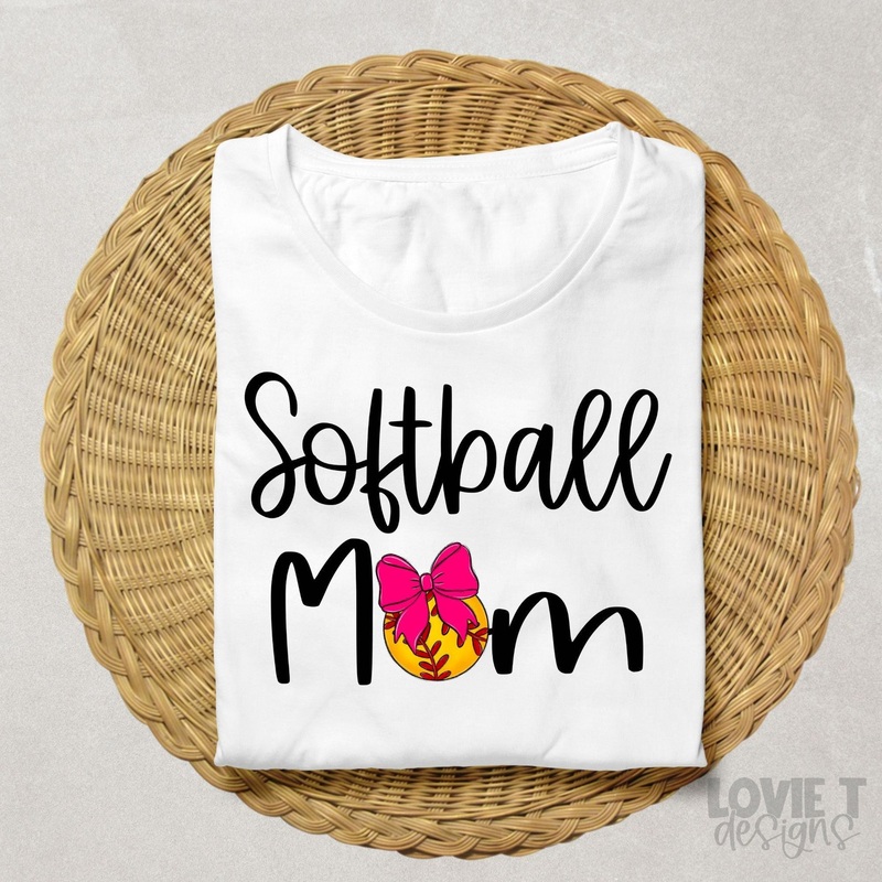 SIMPLE SOFTBALL MOM WITH PINK BOW