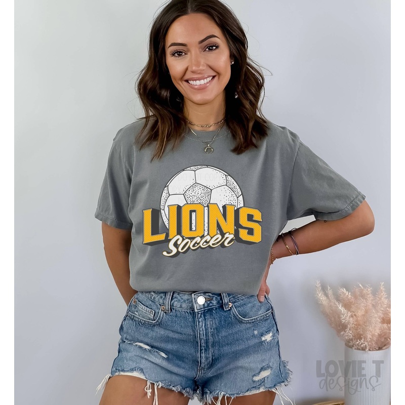 VINTAGE LIONS ATH GOLD SOCCER|Pocket 3.5″-4″|Infant|Toddler|Youth 8.5|Adult 11″|Adult 12″