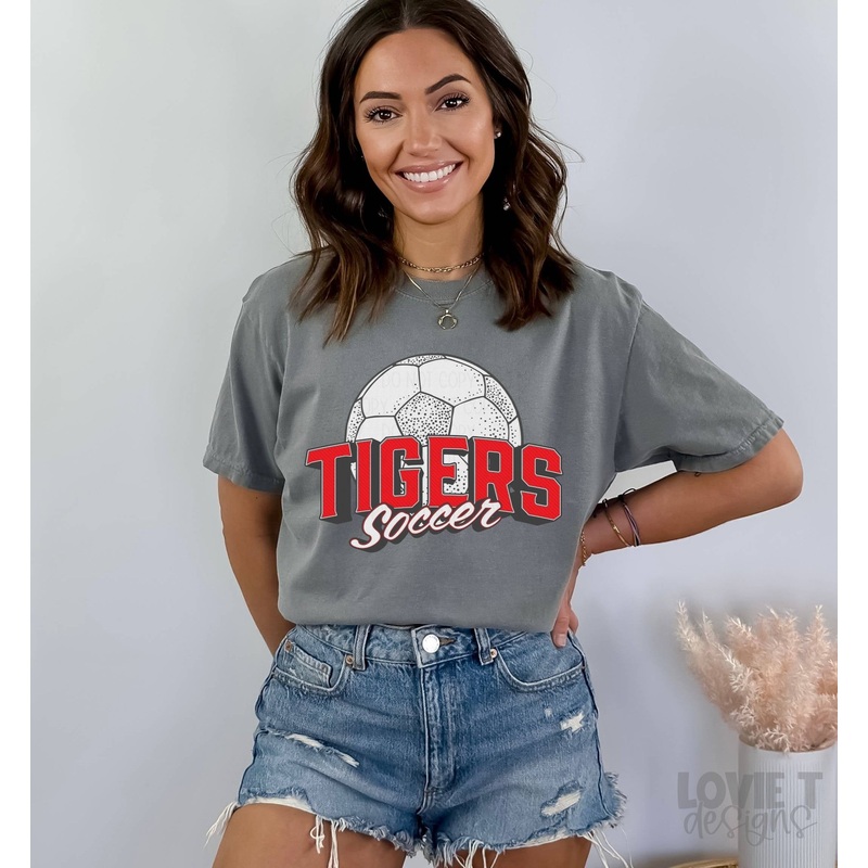 VINTAGE TIGERS RED SOCCER|Pocket 3.5″-4″|Infant|Toddler|Youth 8.5|Adult 11″|Adult 12″