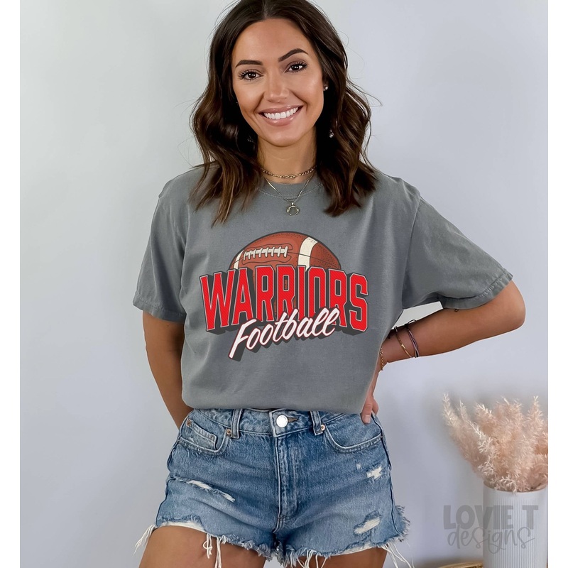 VINTAGE WARRIORS RED FOOTBALL|Pocket 3.5″-4″|Infant|Toddler|Youth 8.5|Adult 11″|Adult 12″