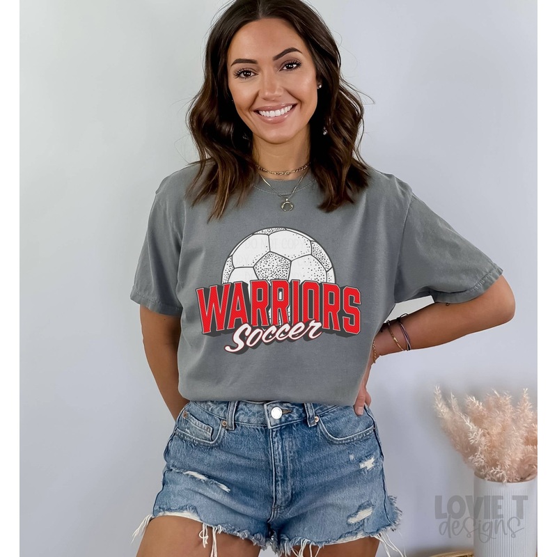 VINTAGE WARRIORS RED SOCCER|Pocket 3.5″-4″|Infant|Toddler|Youth 8.5|Adult 11″|Adult 12″