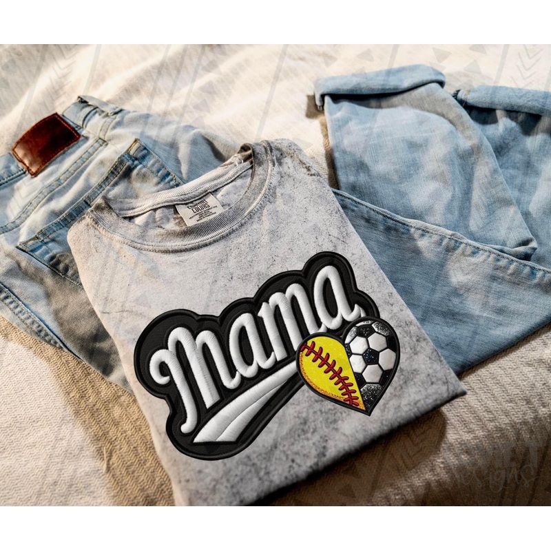 SOFTBALL & SOCCER MAMA FAUX EMBROIDERY STITCH