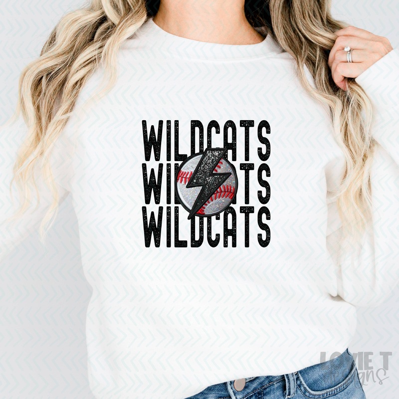 STACKED BASEBALL – WILDCATS|Pocket 3.5″-4″|Infant|Toddler|Youth 8.5|Adult 11″|Adult 12″