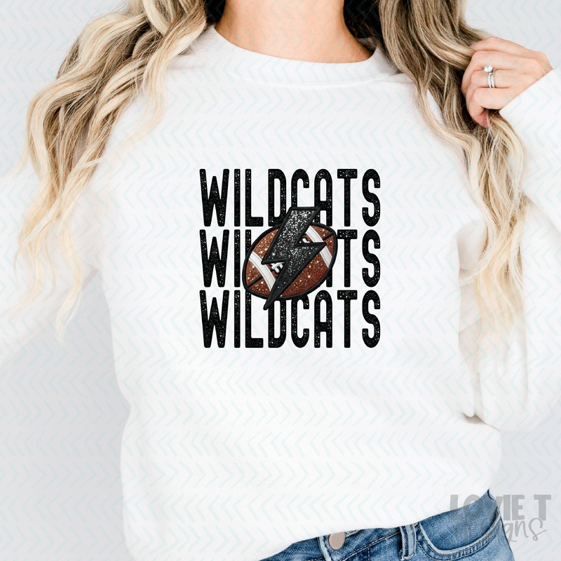 STACKED FOOTBALL – WILDCATS|Pocket 3.5″-4″|Infant|Toddler|Youth 8.5|Adult 11″|Adult 12″