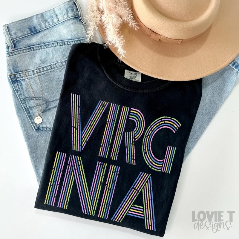 VIRGINIA RETRO LINES|Pocket 3.5″-4″|Infant|Toddler|Youth 8.5|Adult 11″|Adult 12″