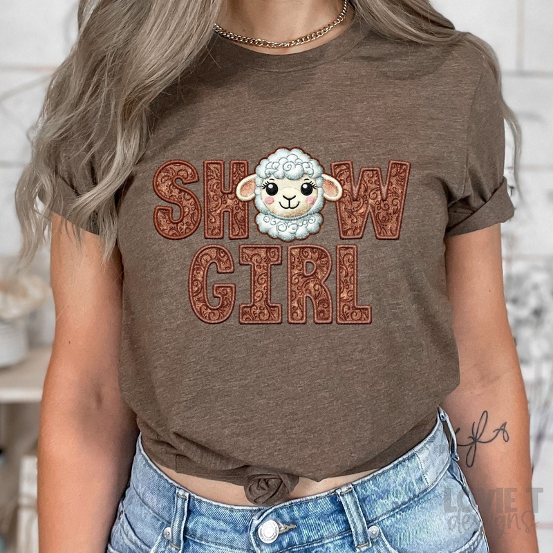 SHOW GIRL LAMB FAUX EMBROIDERY