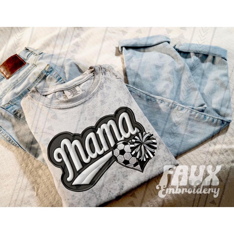 SOCCER + CHEER MAMA FAUX EMBROIDERY STITCH