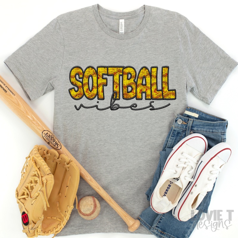 SOFTBALL VIBES|Pocket 3.5″-4″|Infant|Toddler|Youth 8.5|Adult 11″|Adult 12″
