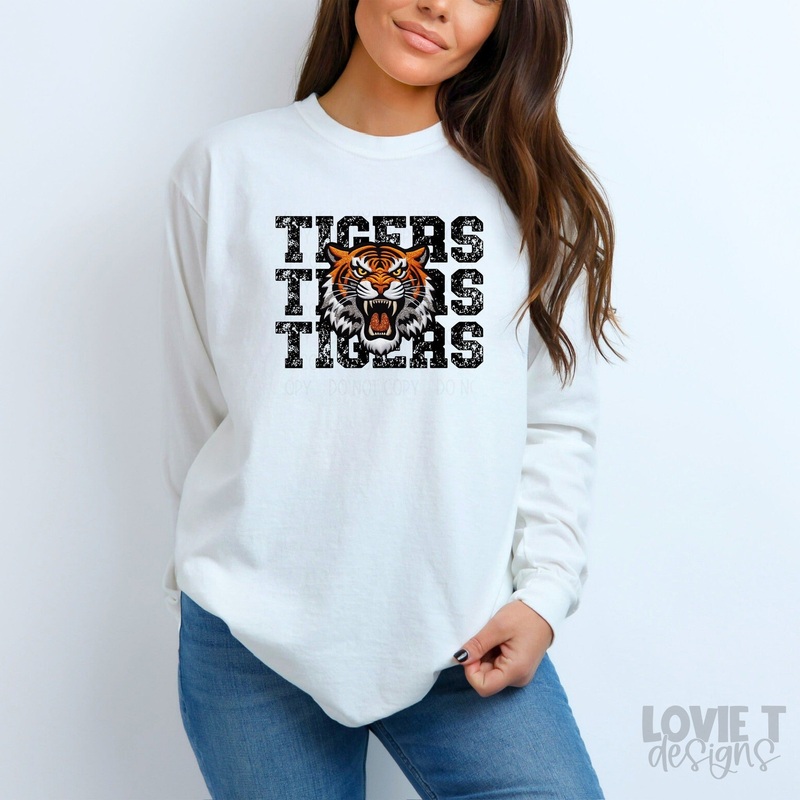 TIGERS STACKED FAUX EMBROIDERY