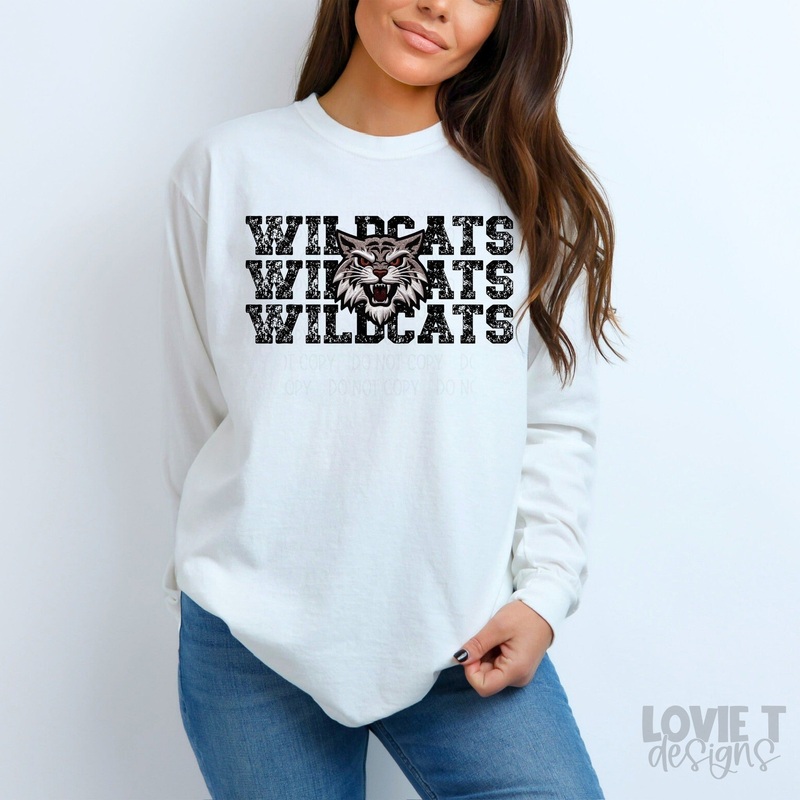 WILDCATS STACKED FAUX EMBROIDERY