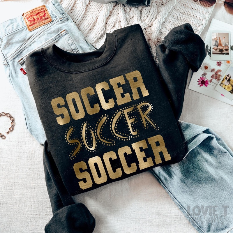 SOCCER FAUX GOLD FOIL|Pocket 3.5″-4″|Infant|Toddler|Youth 8.5|Adult 11″|Adult 12″