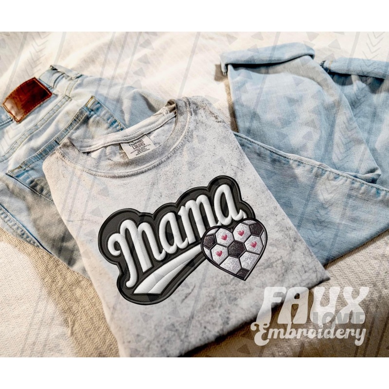 SOCCER MAMA FAUX EMBROIDERY STITCH