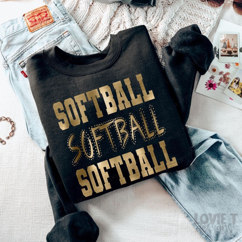 SOFTBALL FAUX GOLD FOIL|Pocket 3.5″-4″|Infant|Toddler|Youth 8.5|Adult 11″|Adult 12″