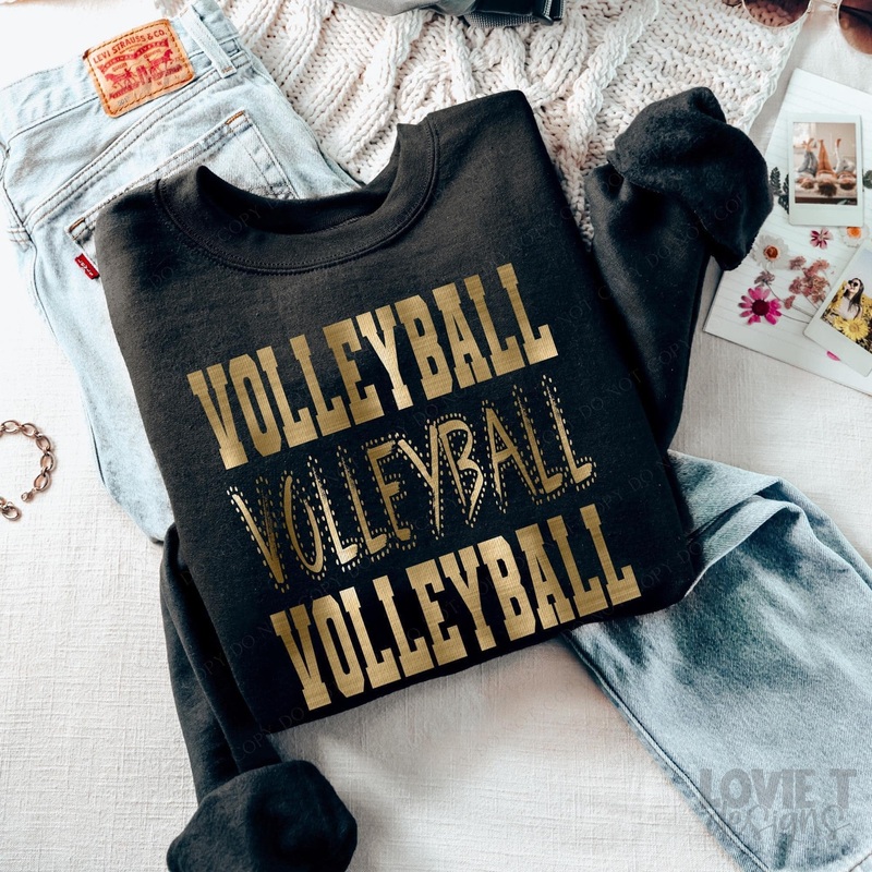 VOLLEYBALL FAUX GOLD FOIL|Pocket 3.5″-4″|Infant|Toddler|Youth 8.5|Adult 11″|Adult 12″