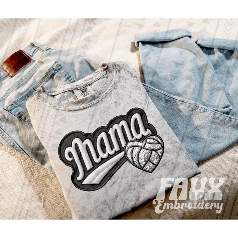 VOLLEYBALL MAMA FAUX EMBROIDERY STITCH
