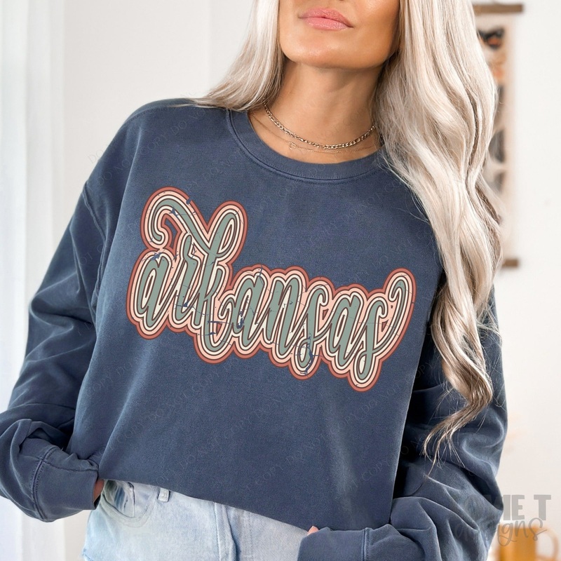 ARKANSAS SCROLL STACKED DISTRESSED IN MUTED BOHO COLORS