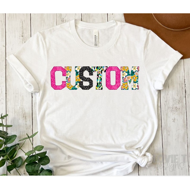 Custom Bright Faux Applique|Infant|Toddler|Youth 8.5|Adult 11″|Adult 12″