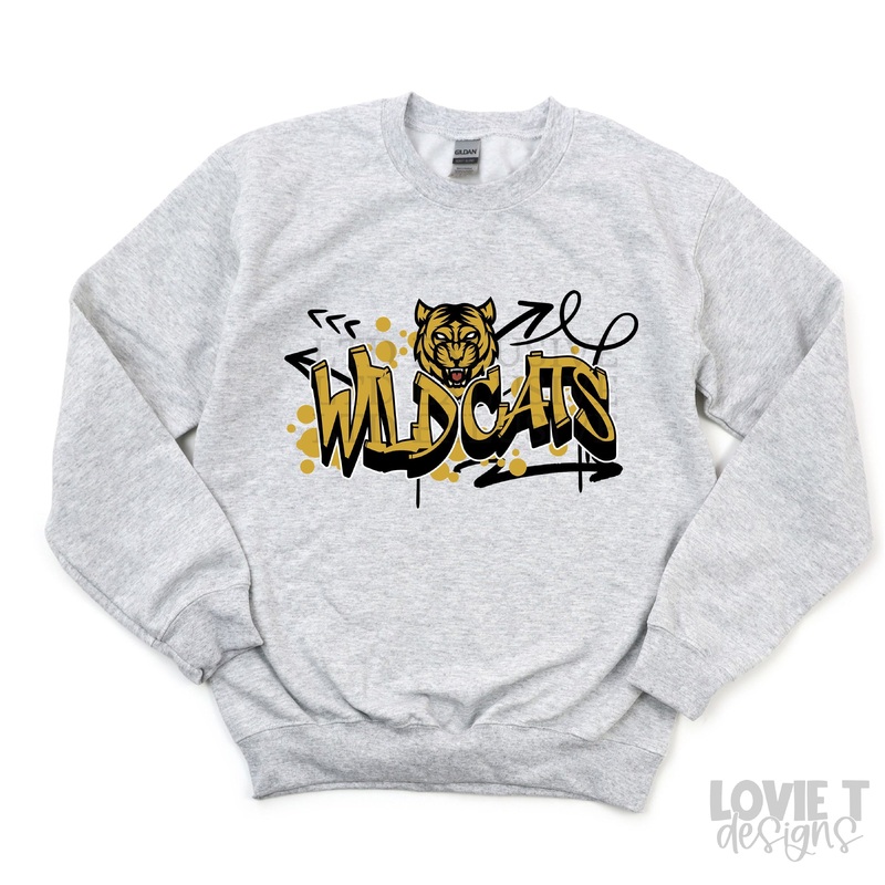 Wildcats Graffiti Mascot|Pocket 3.5″-4″|Infant|Toddler|Youth 8.5|Adult 11″|Adult 12″