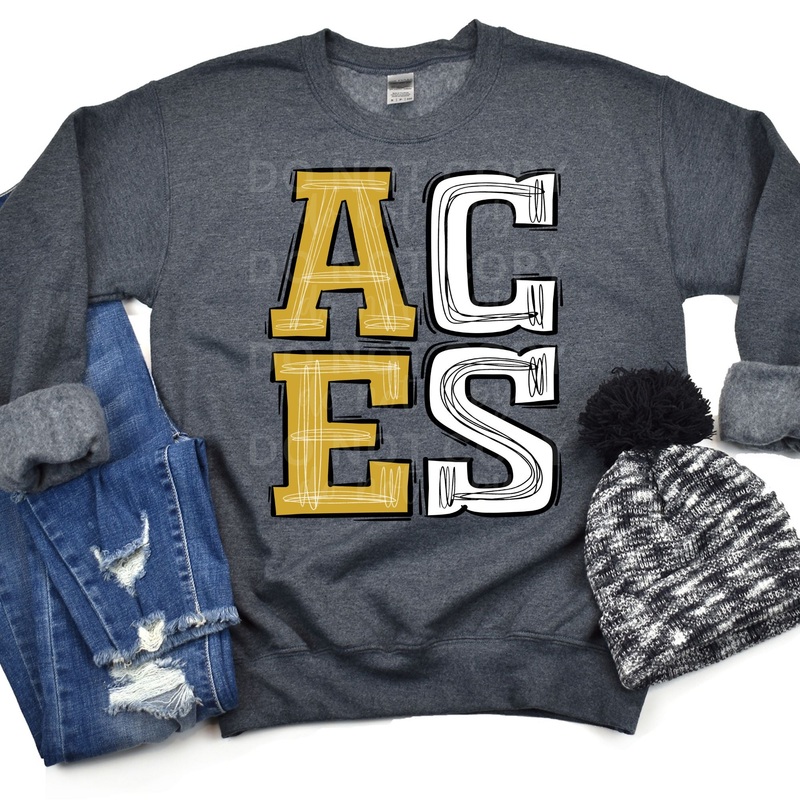 Aces – Gold White|Pocket|Infant|Toddler|Youth|Adult 11″|Adult 12″|Oversized Print 12″ Wide and Approximately 14″ Long – Also Includes Two Smaller Prints 5″  6″ inches wide & 7″ Tall|Mockup