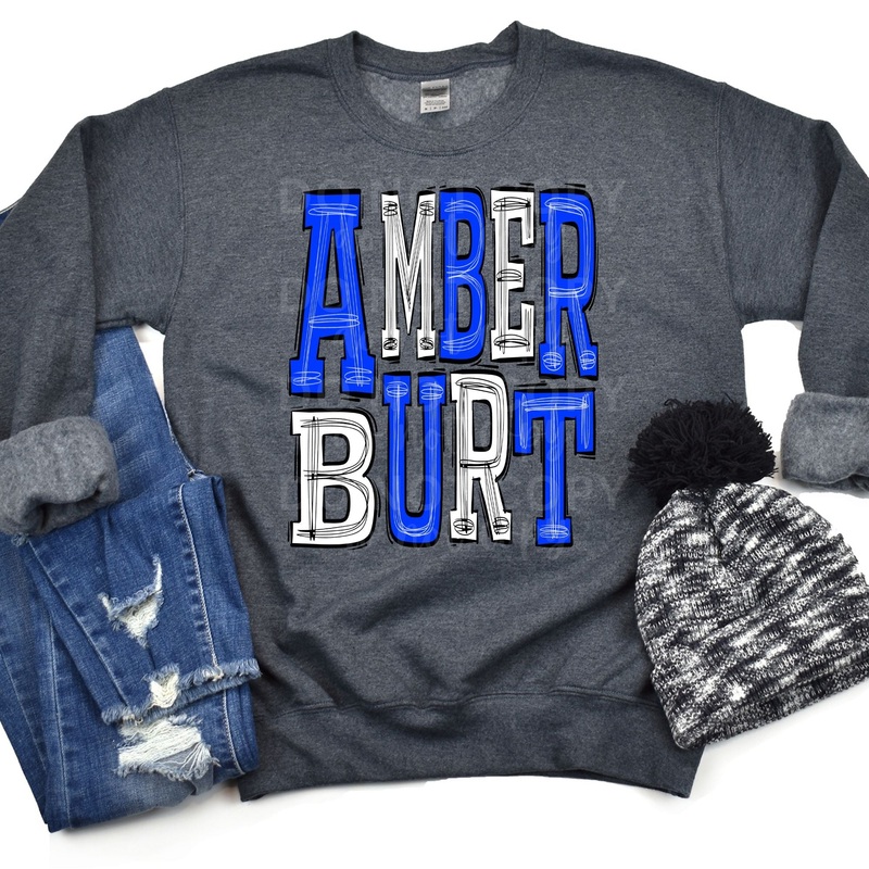 Amber Burt – Royal Blue White|Pocket|Infant|Toddler|Youth|Adult 11″|Adult 12″|Oversized Print 12″ Wide and Approximately 14″ Long – Also Includes Two Smaller Prints 5″  6″ inches wide & 7″ Tall|Mockup
