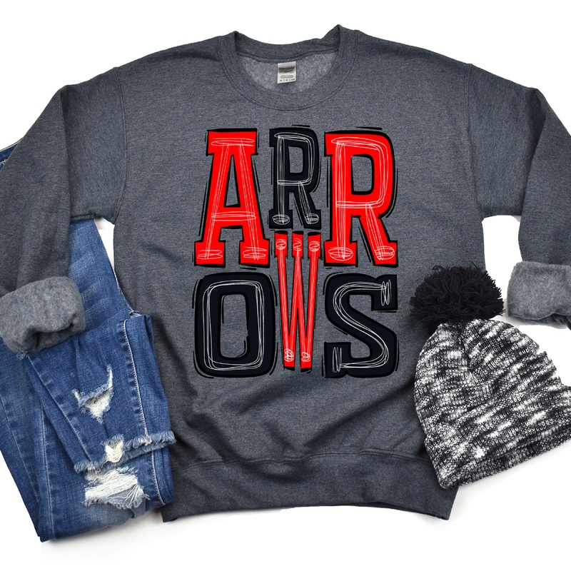 Arrows-Red-Black|Pocket 3.5″-4″|Infant|Toddler|Youth 8.5|Adult 11″|Adult 12″