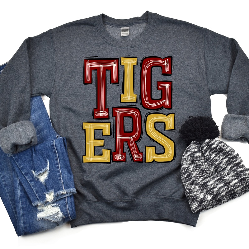 Tigers-Maroon-Gold|Pocket 3.5″-4″|Infant|Toddler|Youth 8.5|Adult 11″|Adult 12″