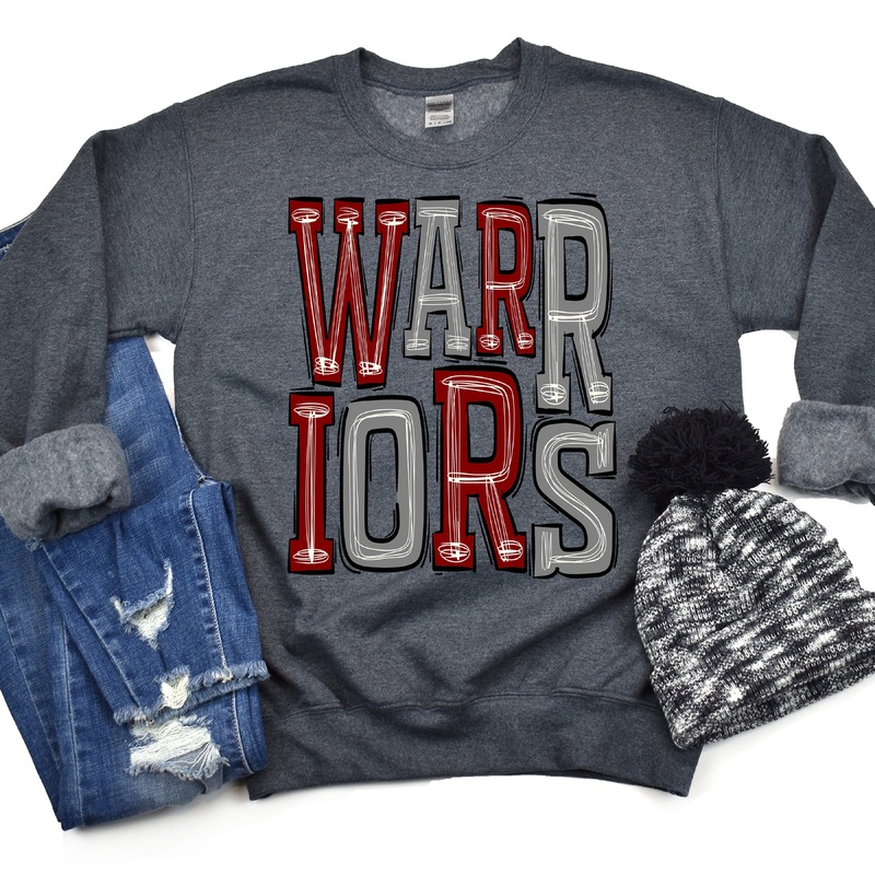 Warriors Maroon – Gray|Pocket|Infant|Toddler|Youth|Adult 11″|Adult 12″|Oversized Print 12″ Wide and Approximately 14″ Long – Also Includes Two Smaller Prints 5″  6″ inches wide & 7″ Tall|Mockup