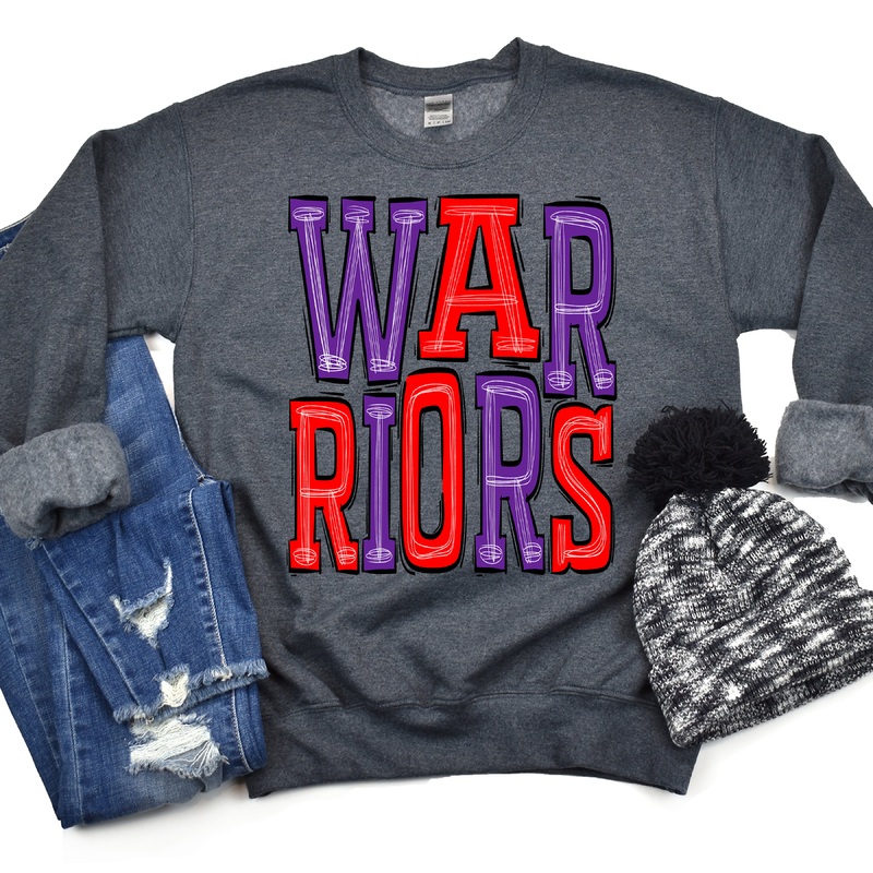 Warriors-Purple-Red|Pocket|Infant|Toddler|Youth|Adult 11″|Adult 12″|Oversized Print 12″ Wide and Approximately 14″ Long – Also Includes Two Smaller Prints 5″  6″ inches wide & 7″ Tall|Mockup