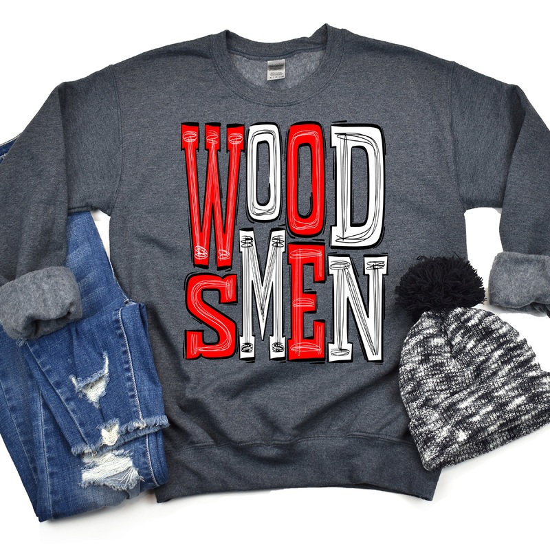 Woodsmen-Red-White|Pocket|Infant|Toddler|Youth|Adult 11″|Adult 12″|Oversized Print 12″ Wide and Approximately 14″ Long – Also Includes Two Smaller Prints 5″  6″ inches wide & 7″ Tall|Mockup